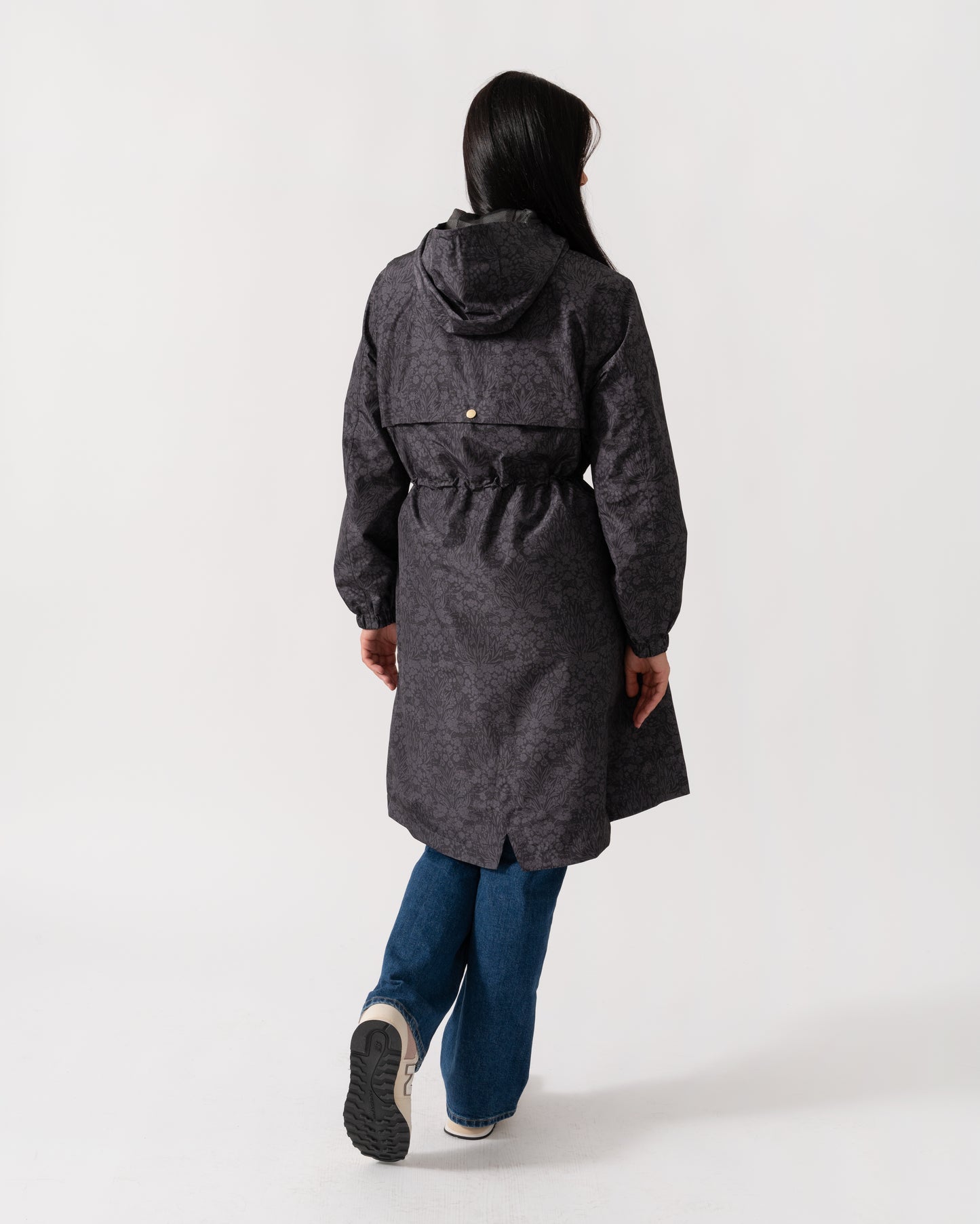 Joules Holkham Womens Packable Printed Raincoat - Black
