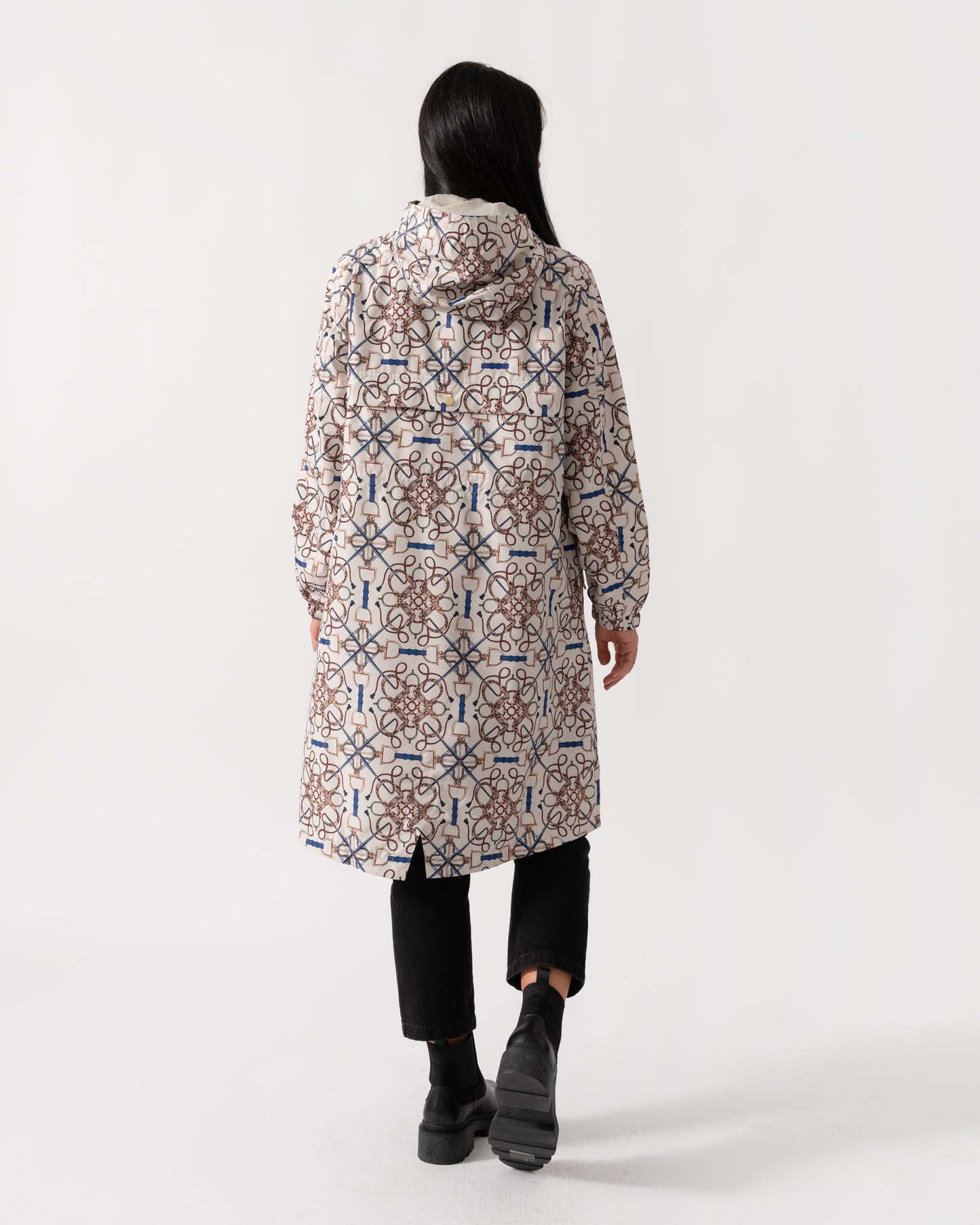 Joules Holkham Womens Packable Printed Raincoat - Stone