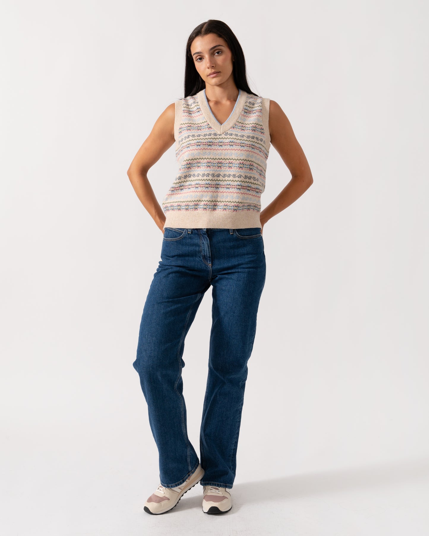 Joules Islay Womens V-Neck Knit Tank Top - Cream