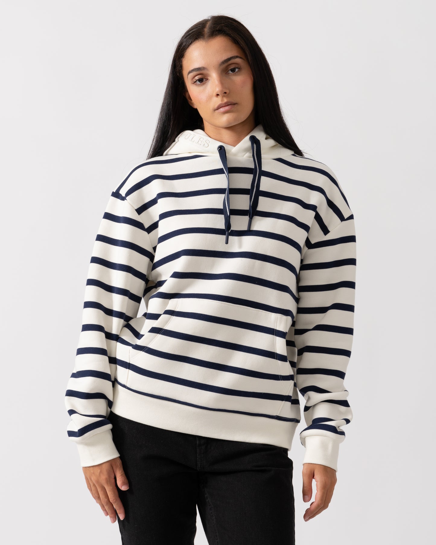 Joules Milbourne Womens Pullover Hoodie - Cream/Navy Stripe