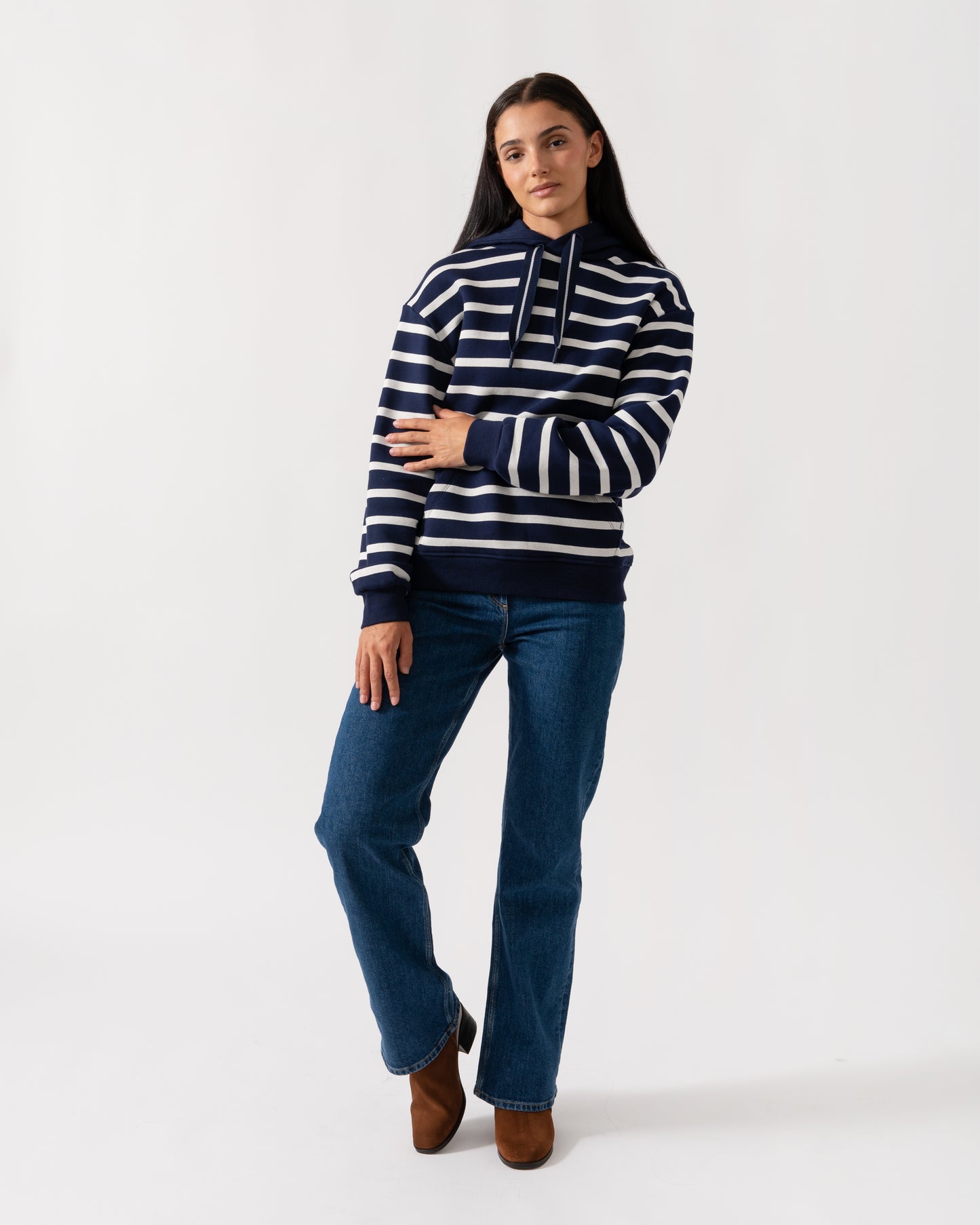 Joules Milbourne Womens Pullover Hoodie - Navy/White Stripe