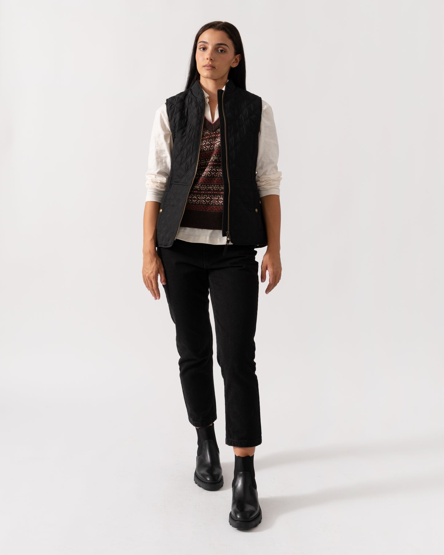 Joules Minx Womens Diamond Quilt Gilet - Black