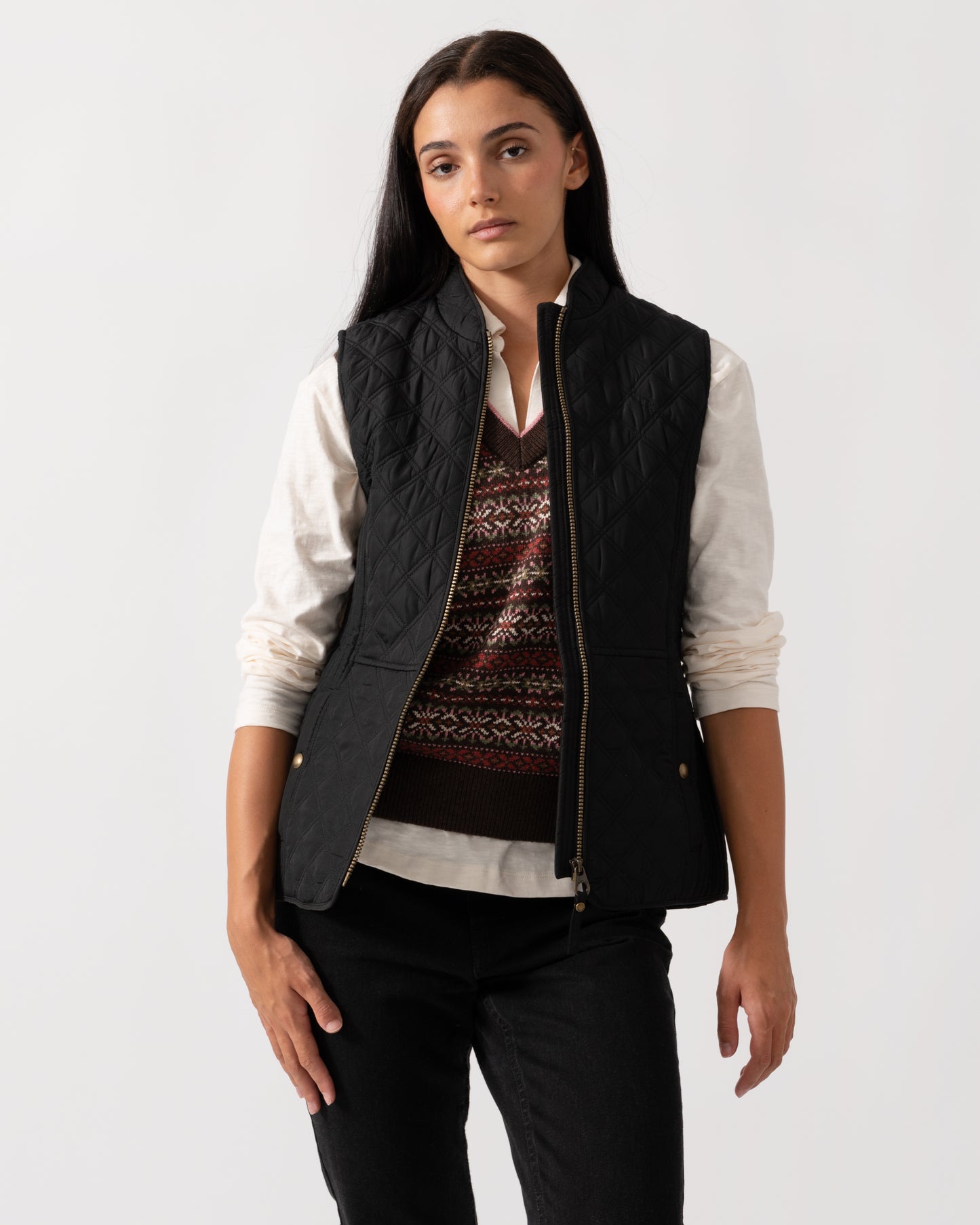 Joules Minx Womens Diamond Quilt Gilet - Black