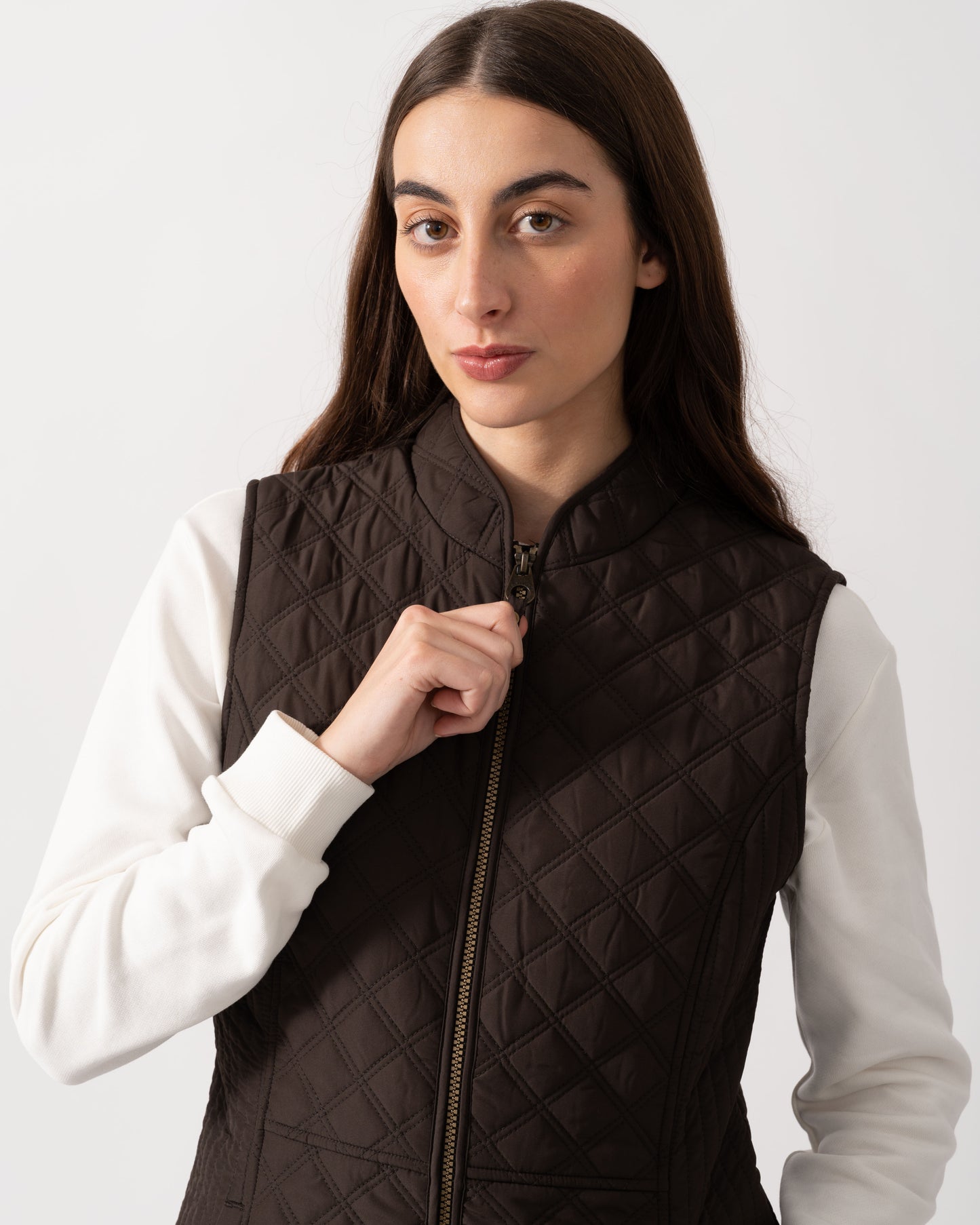 Joules Minx Womens Diamond Quilt Gilet - Brown
