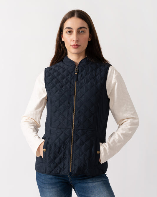 Joules Minx Womens Diamond Quilt Gilet - Dark Navy