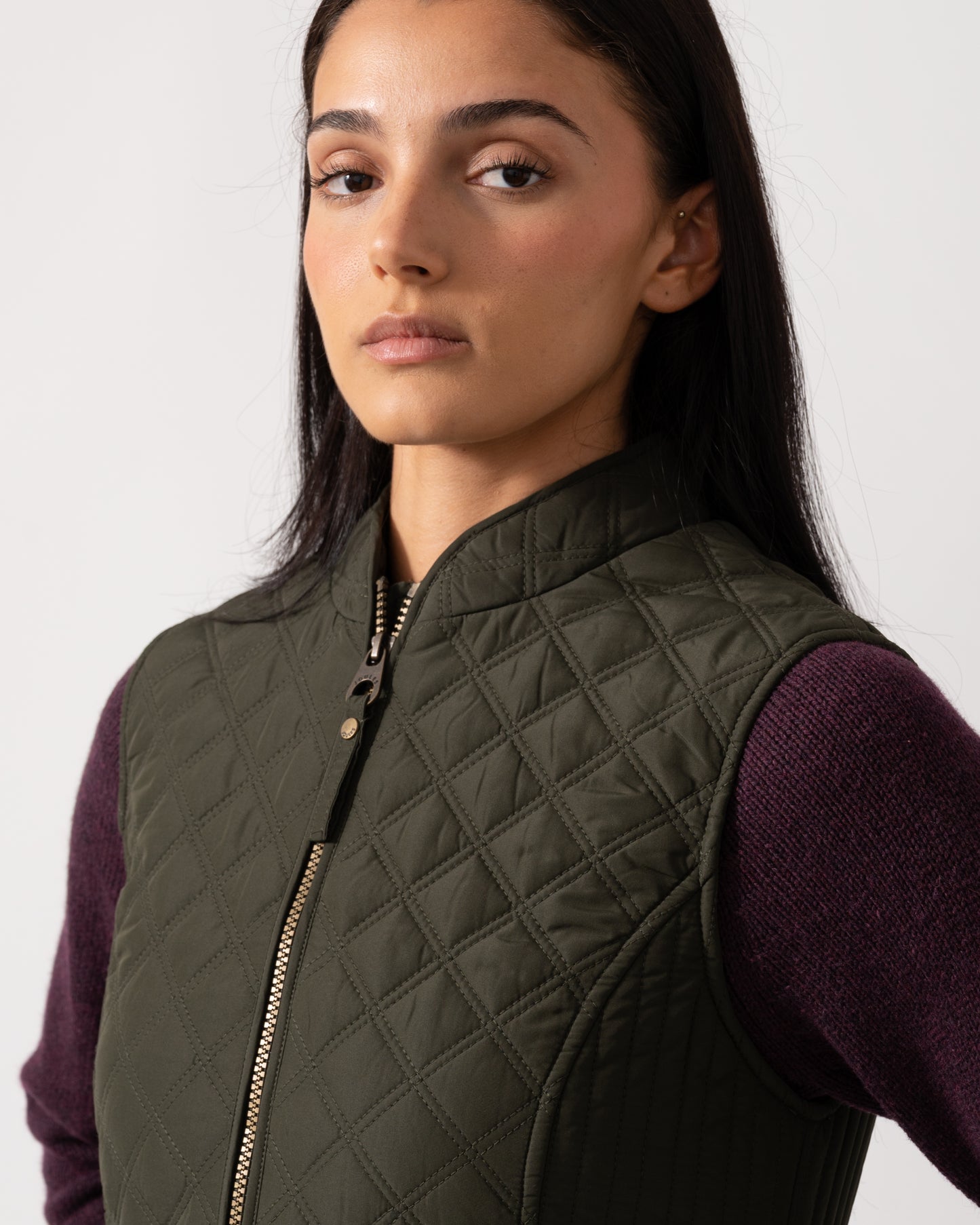 Joules Minx Womens Diamond Quilt Gilet - Green