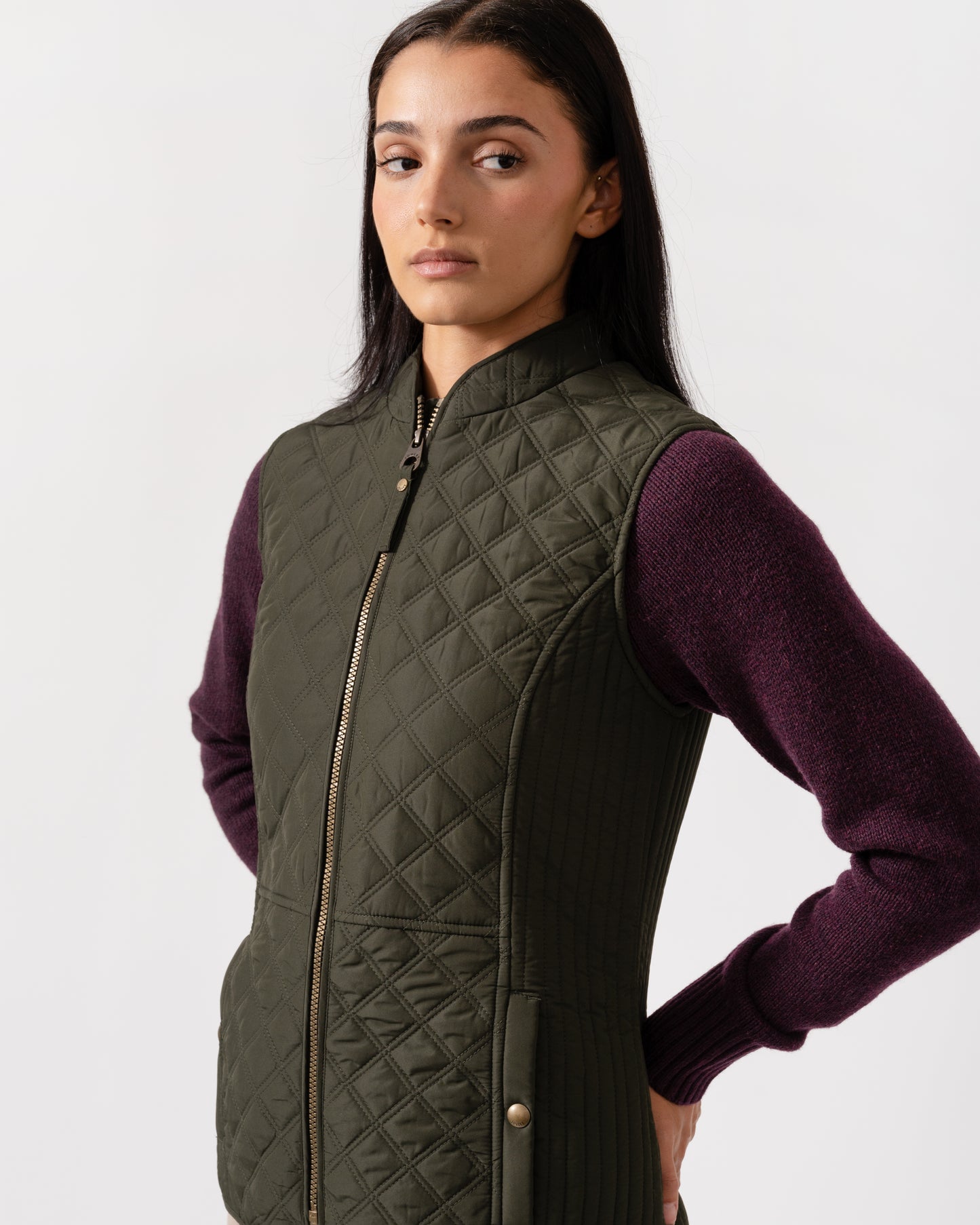 Joules Minx Womens Diamond Quilt Gilet - Green