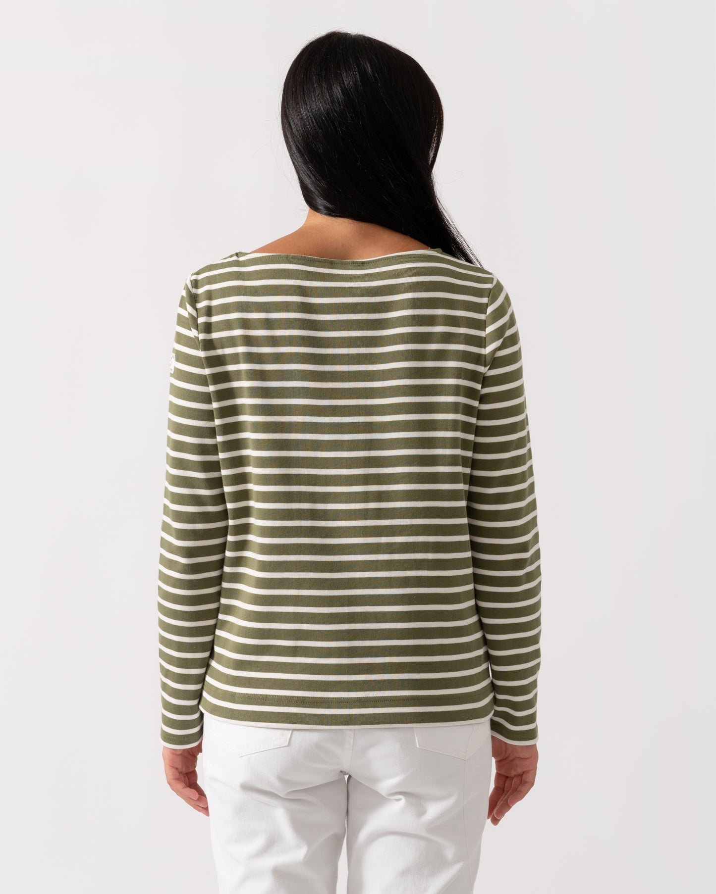 Joules New Harbour Striped Breton Womens Top - Green Stripe