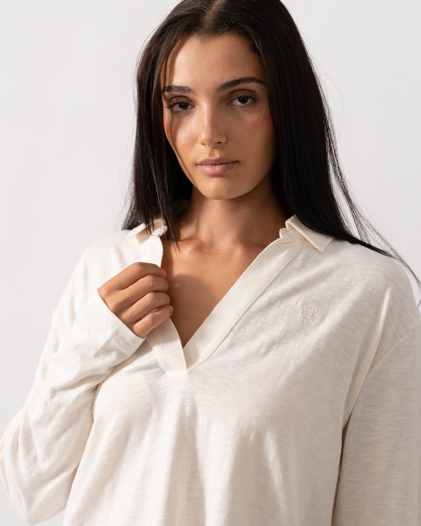 Joules Tallie Slub Womens Long Sleeve Top - Cream
