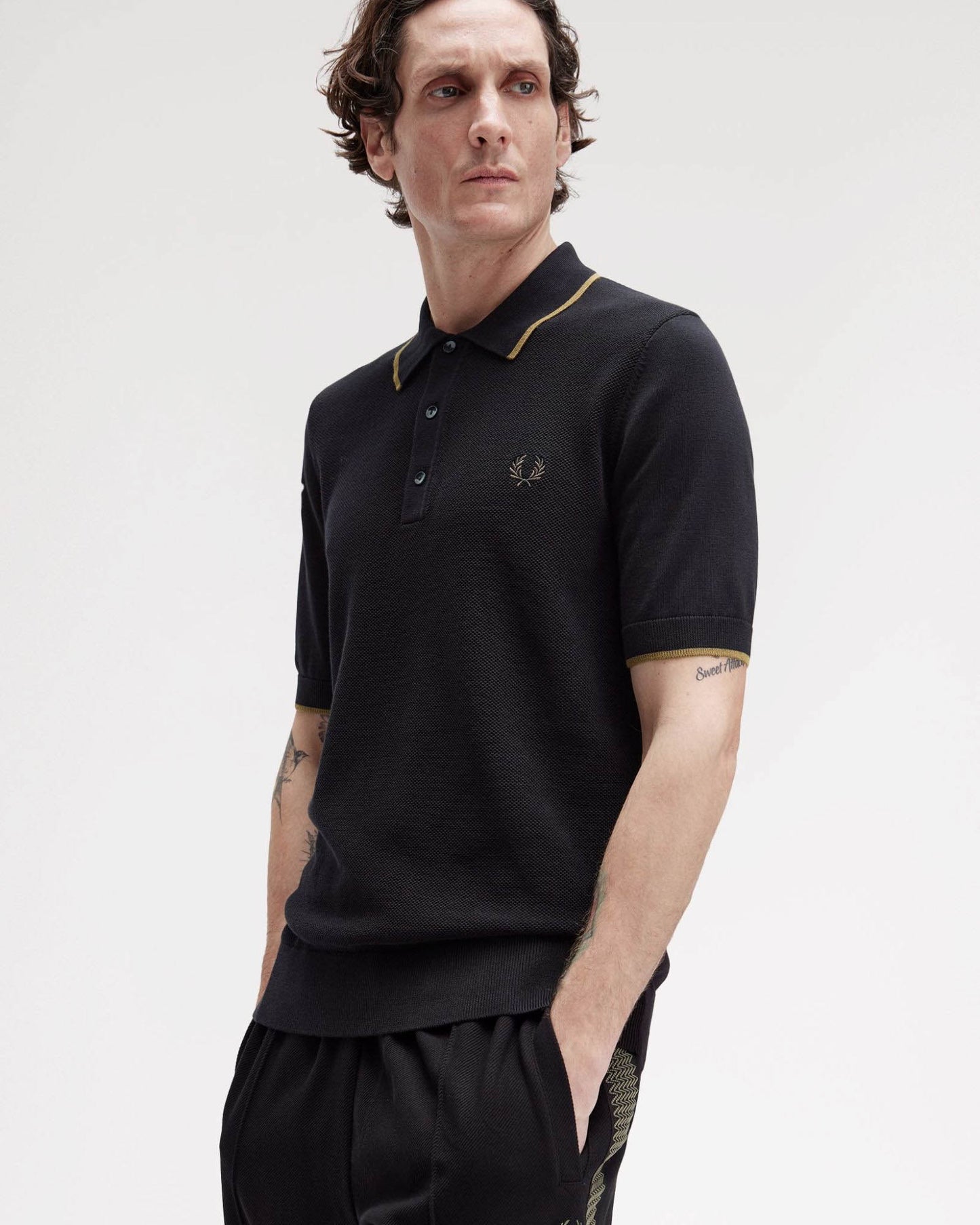Fred Perry Mens Pique Stitch Knitted Polo Shirt - Black 102