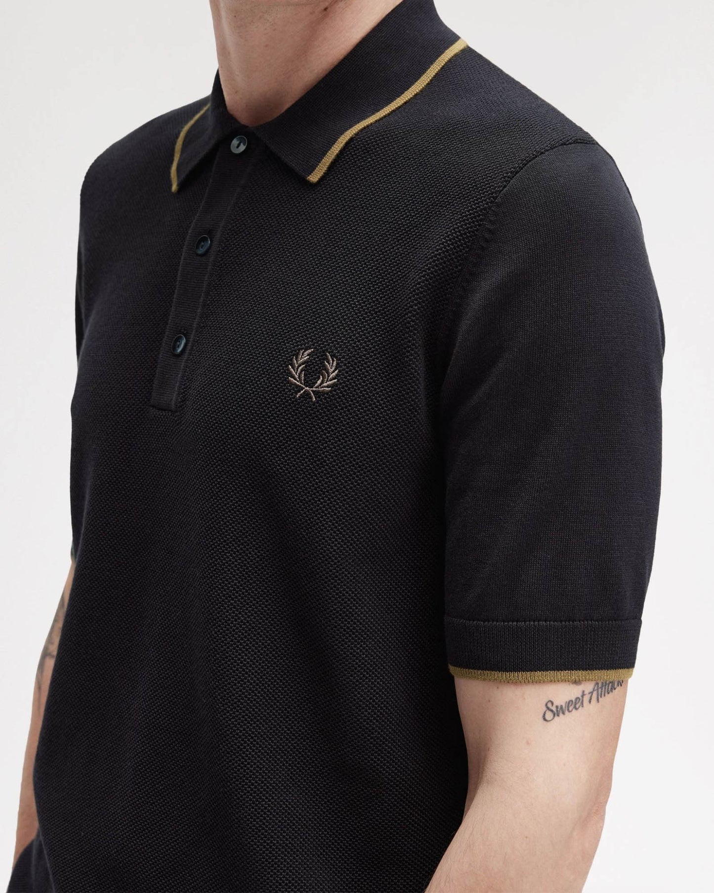 Fred Perry Mens Pique Stitch Knitted Polo Shirt - Black 102