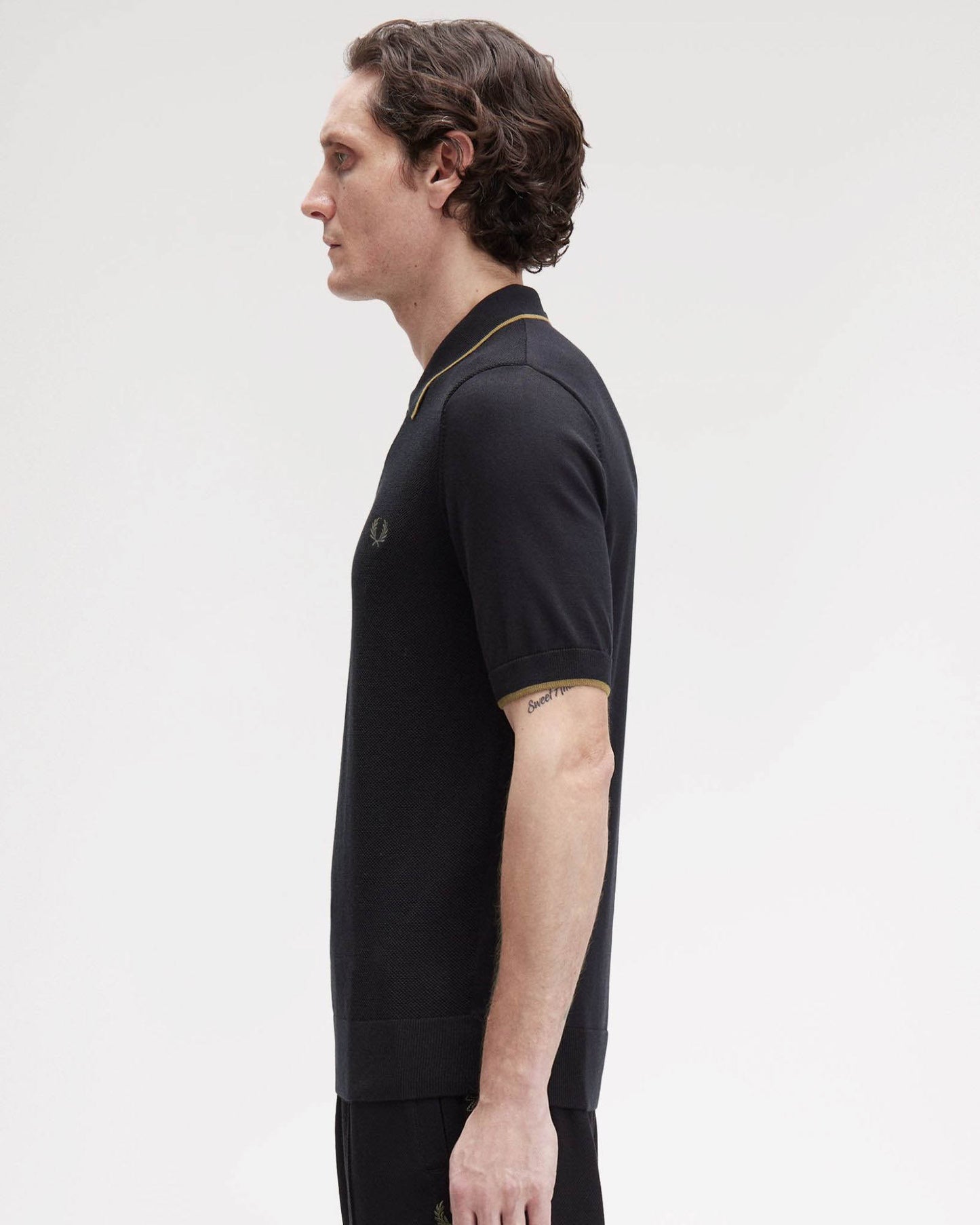 Fred Perry Mens Pique Stitch Knitted Polo Shirt - Black 102