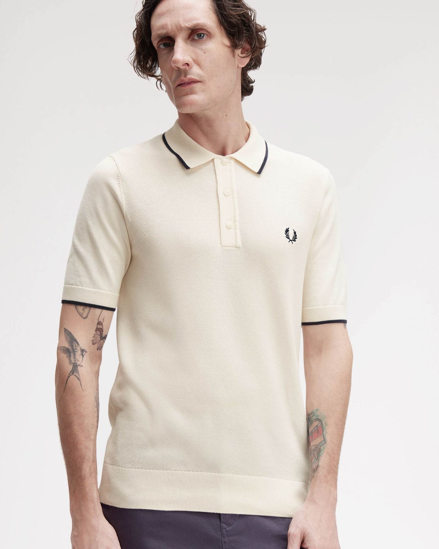 Fred Perry Mens Pique Stitch Knitted Polo Shirt - Silky Peach R33
