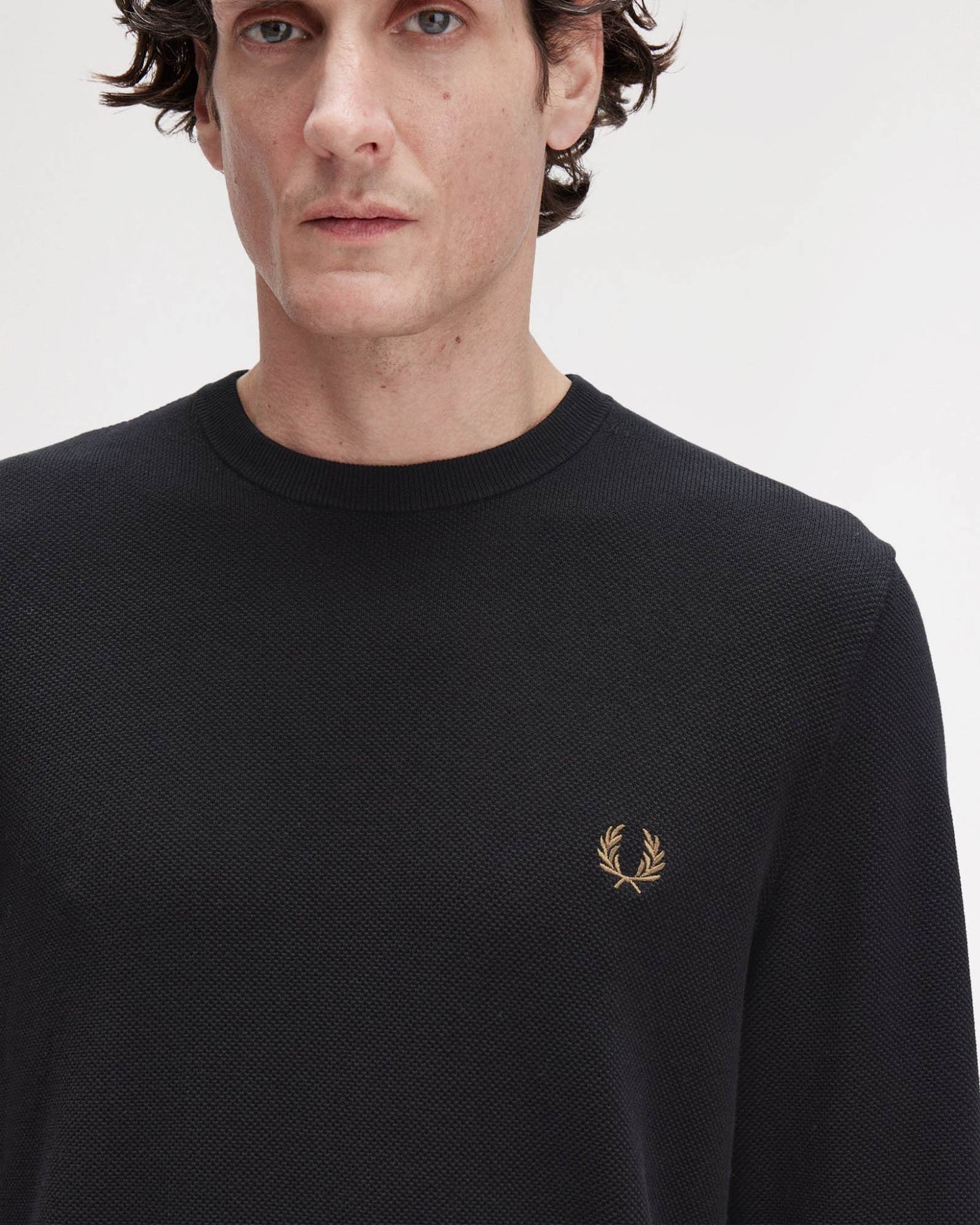 Fred Perry Mens Pique Stitch Jumper - Black 102