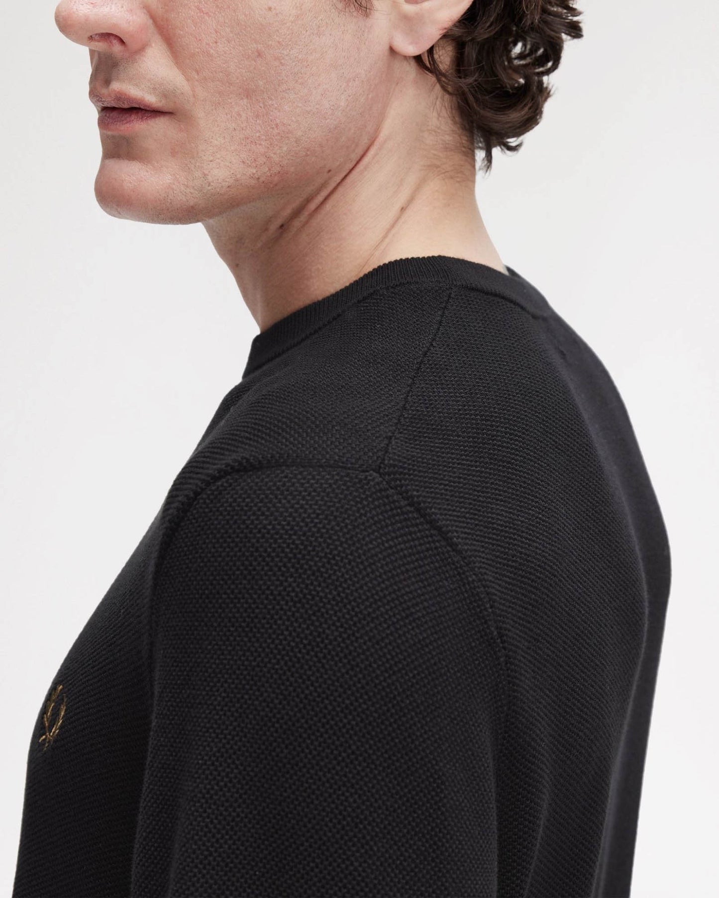 Fred Perry Mens Pique Stitch Jumper - Black 102