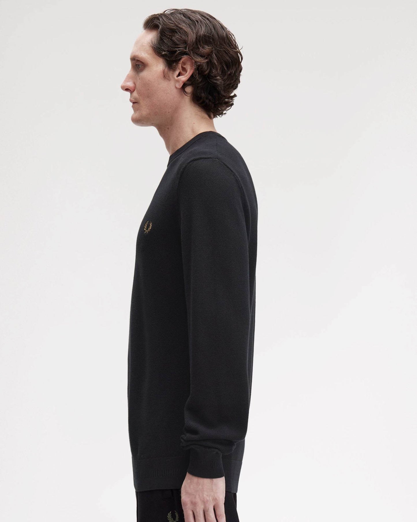 Fred Perry Mens Pique Stitch Jumper - Black 102