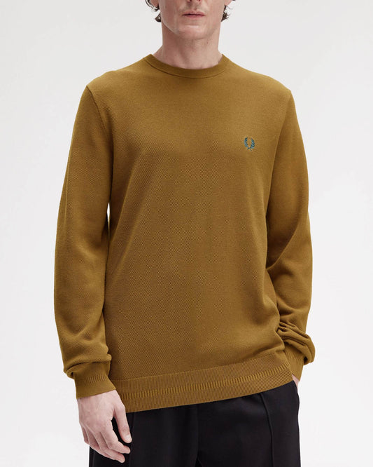 Fred Perry Mens Pique Stitch Jumper - Shaded Stone P96