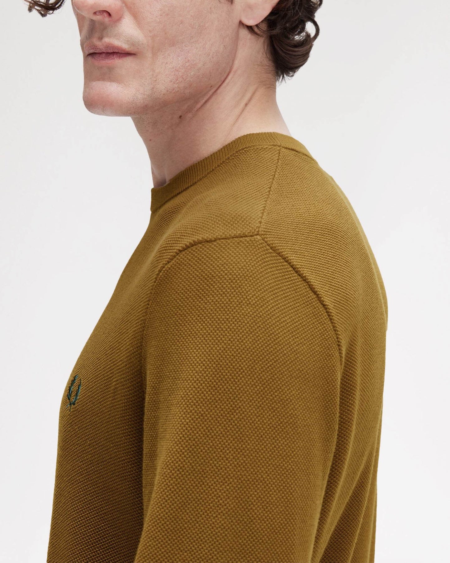 Fred Perry Mens Pique Stitch Jumper - Shaded Stone P96