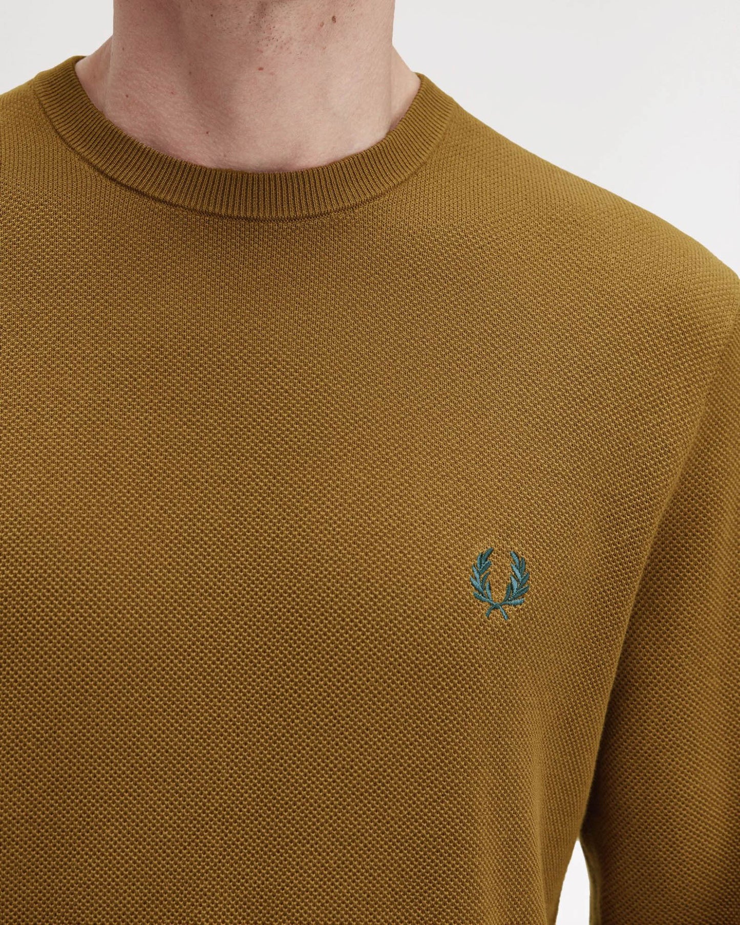 Fred Perry Mens Pique Stitch Jumper - Shaded Stone P96