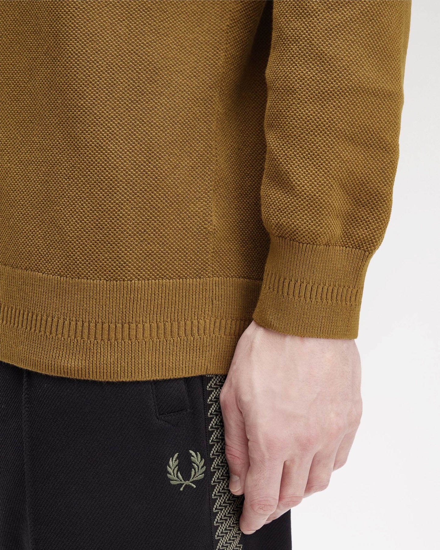 Fred Perry Mens Pique Stitch Jumper - Shaded Stone P96