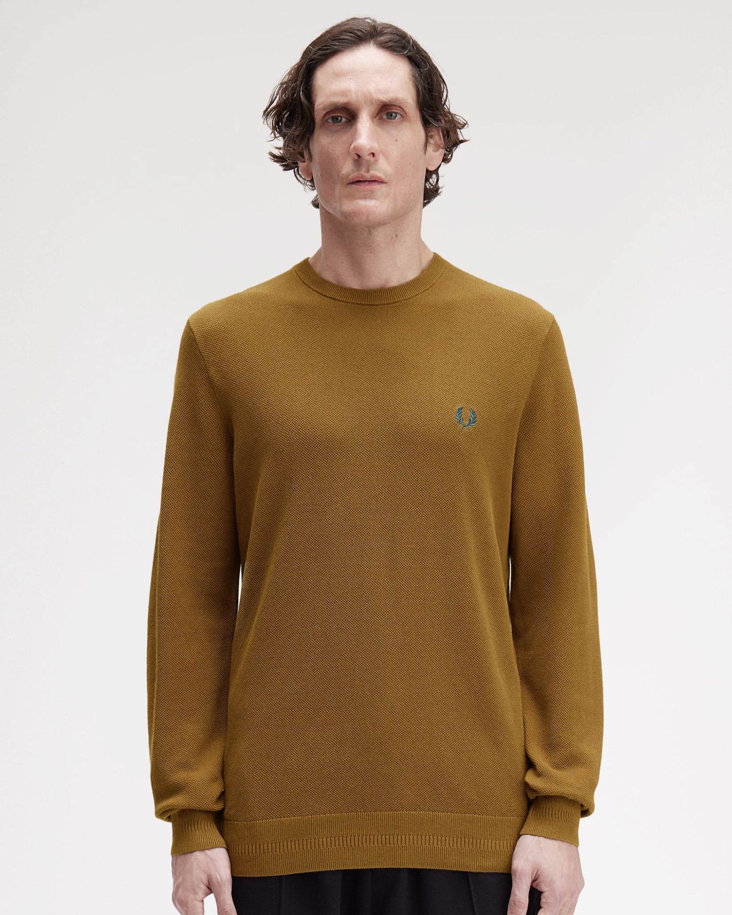 Fred Perry Mens Pique Stitch Jumper - Shaded Stone P96