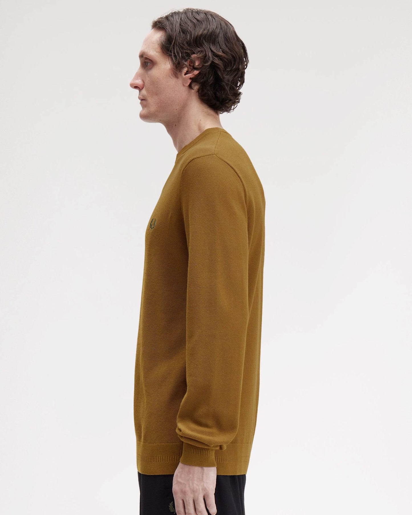 Fred Perry Mens Pique Stitch Jumper - Shaded Stone P96
