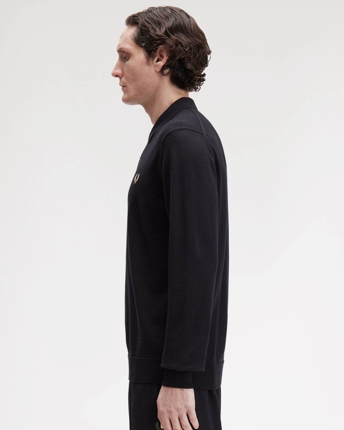 Fred Perry Mens Classic Knitted Shirt Ls - Black 220