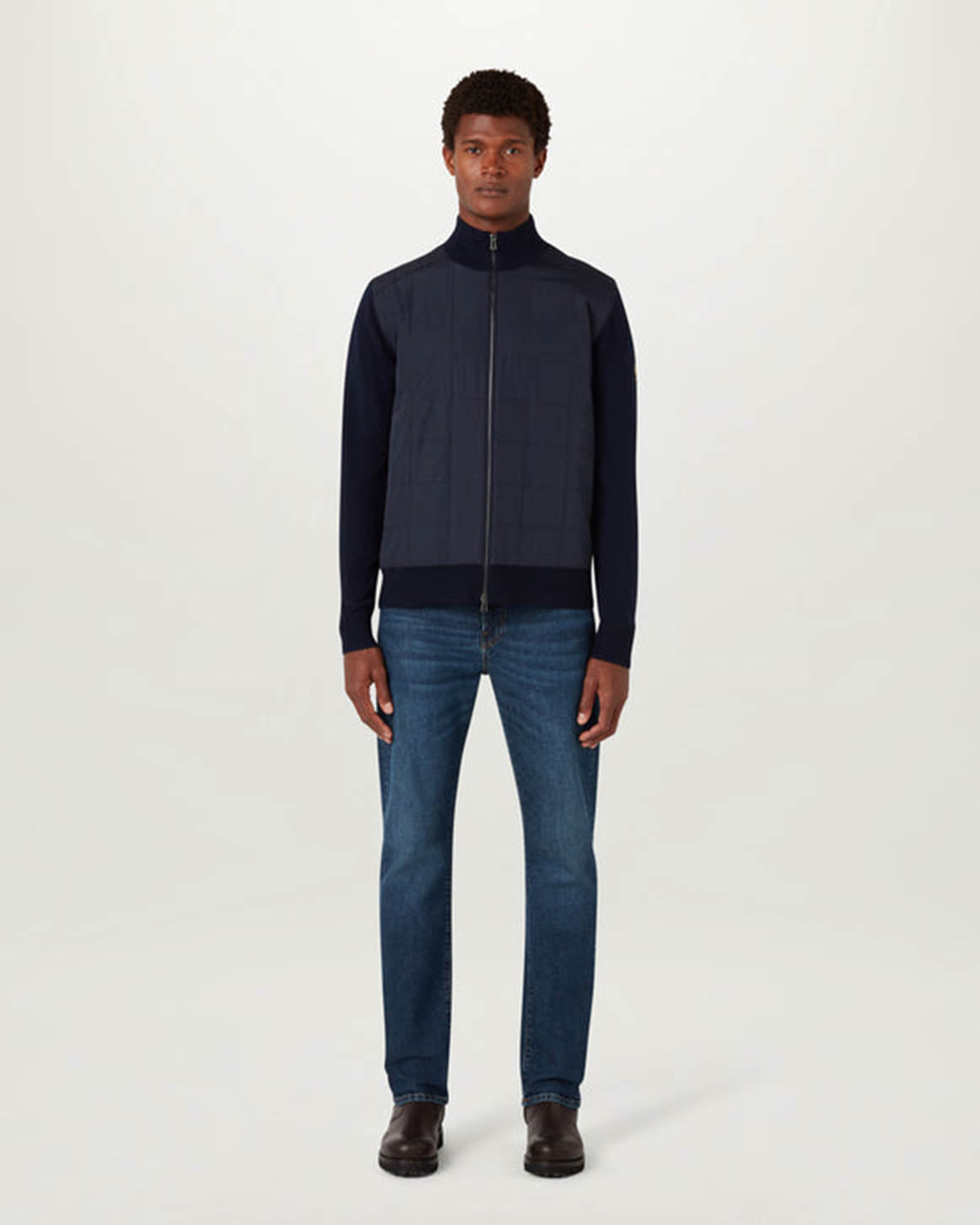 Belstaff Kelbrook Mens Merino Wool Zip Cardigan - Dark Ink