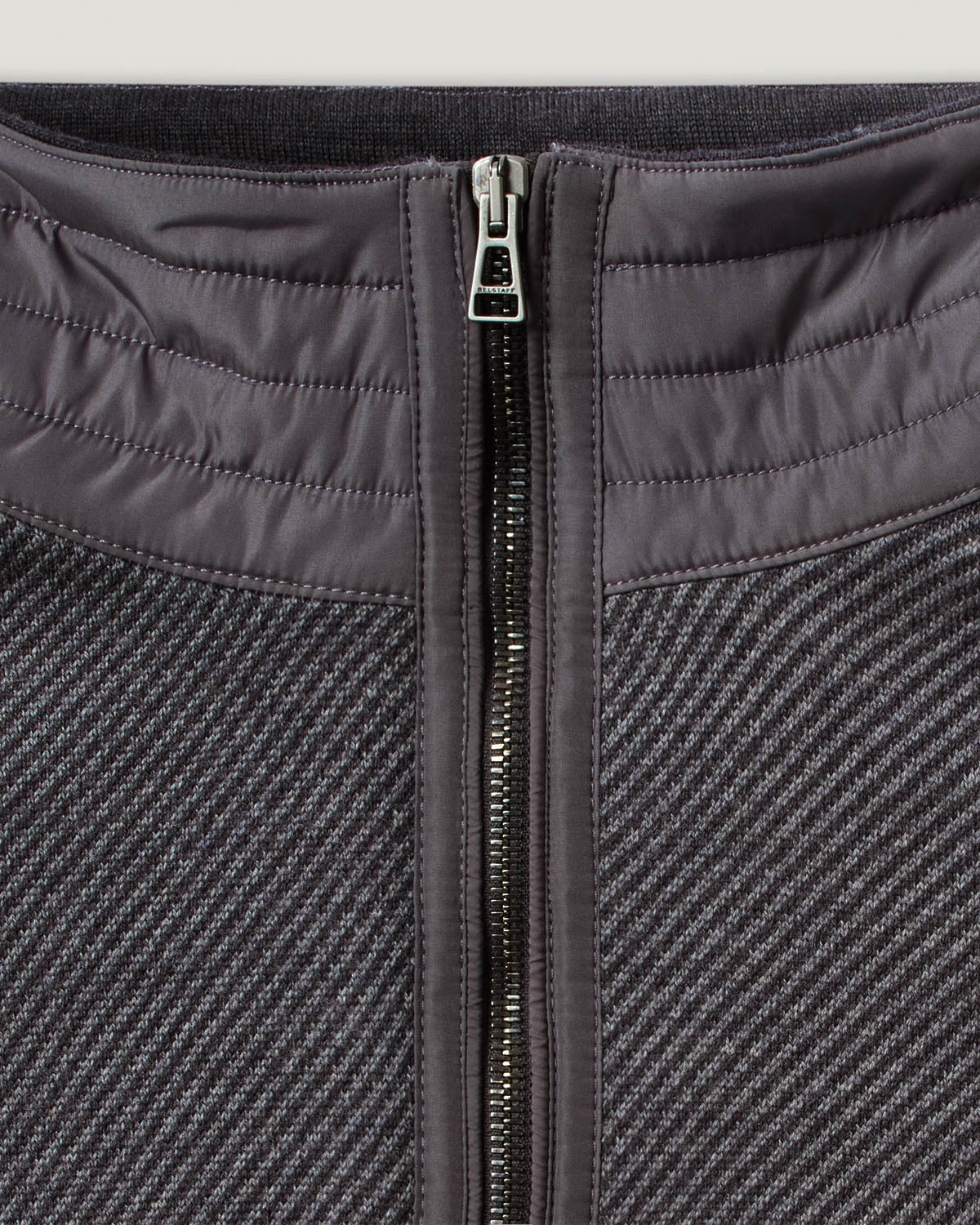 Belstaff Kilmington Mens Quarter Zip Funnel Neck Jumper - Charcoal/Mid Grey