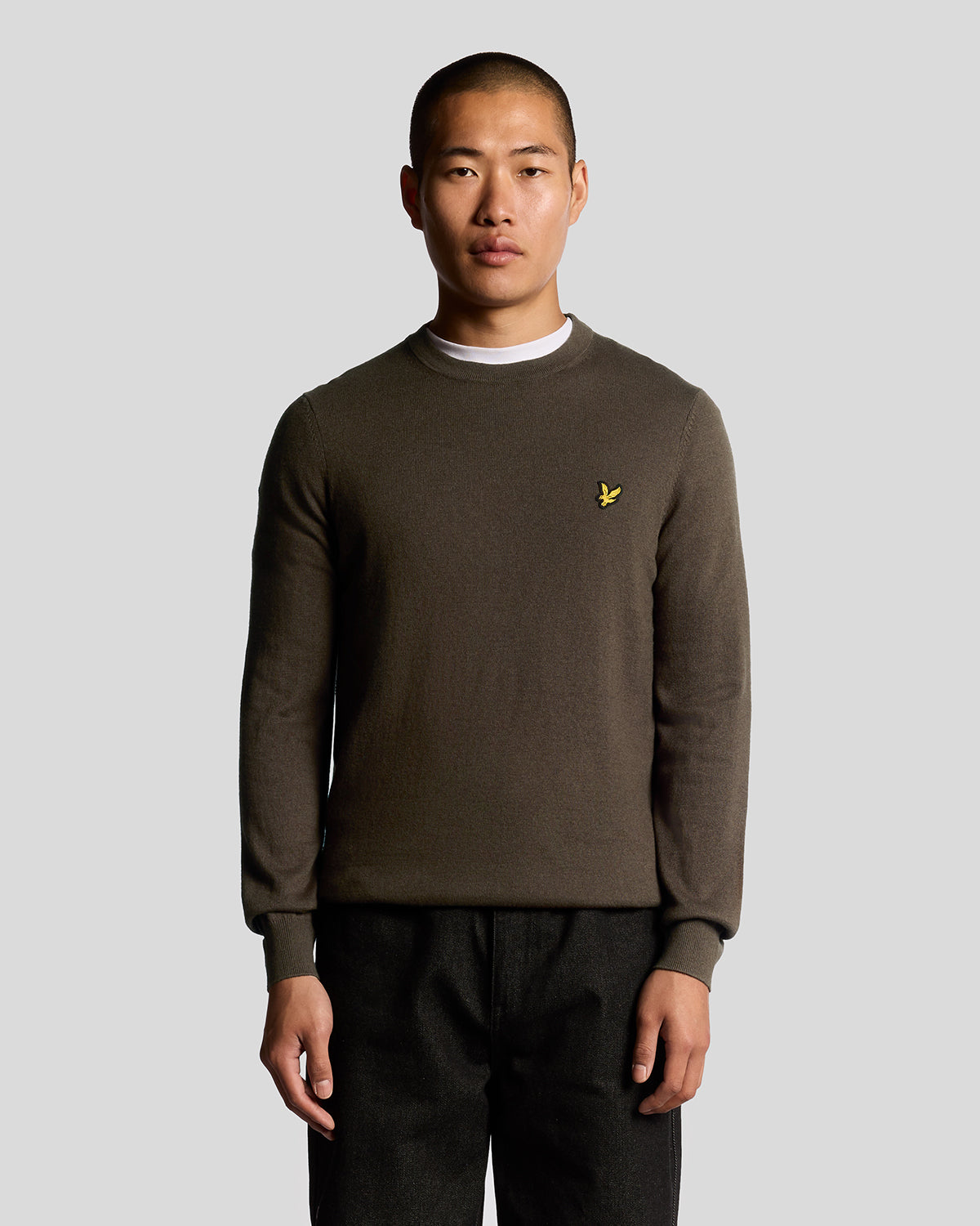 Lyle & Scott Cotton Merino Mens Crew Neck Jumper - X863 Espresso