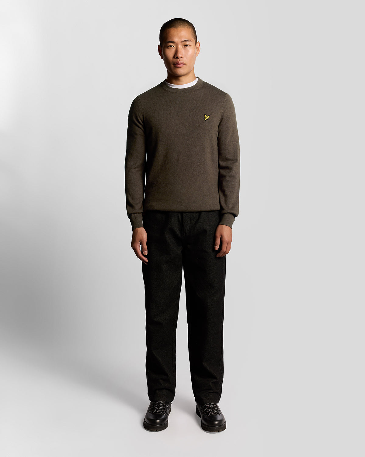 Lyle & Scott Cotton Merino Mens Crew Neck Jumper - X863 Espresso