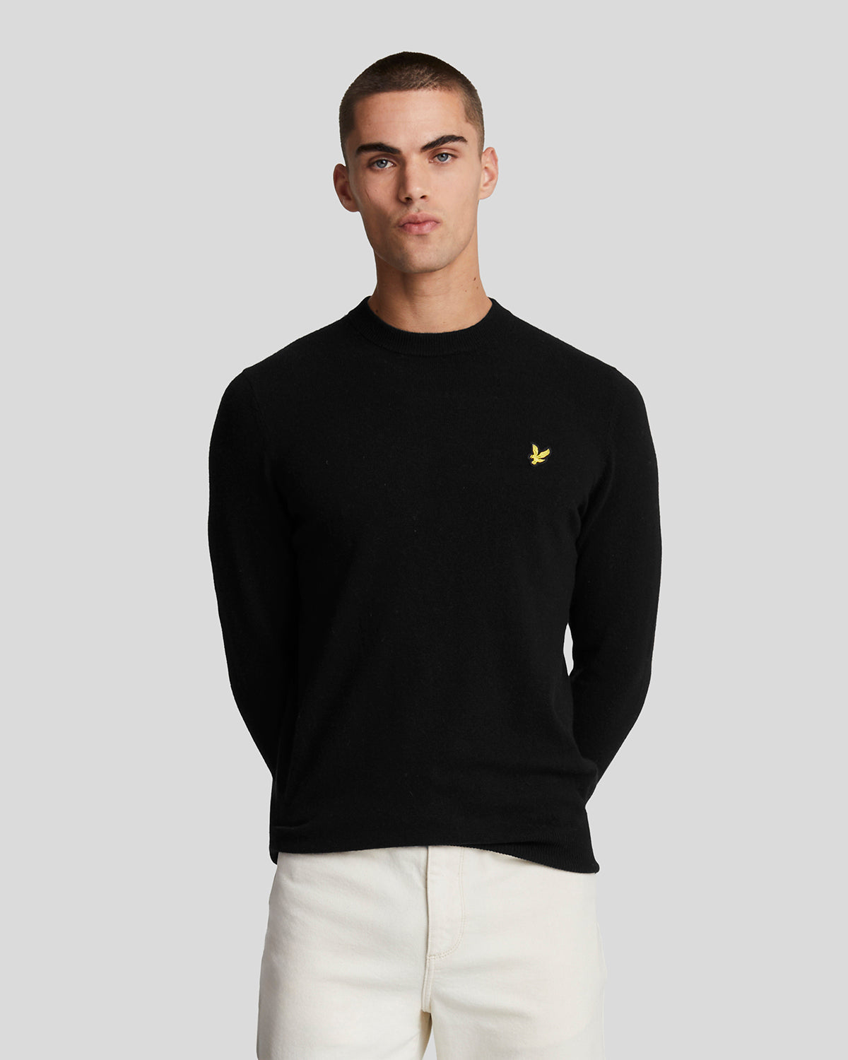 Lyle & Scott Lambswool Blend Crew Neck Jumper - W155 Jet Black Marl