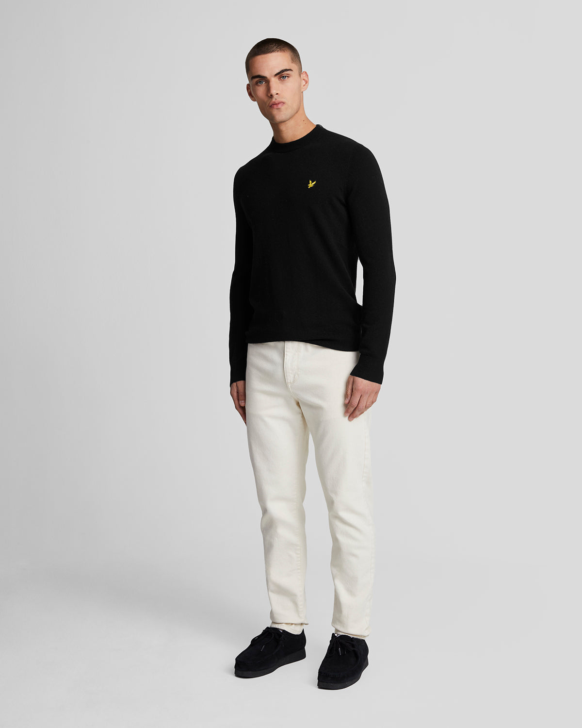 Lyle & Scott Lambswool Blend Crew Neck Jumper - W155 Jet Black Marl