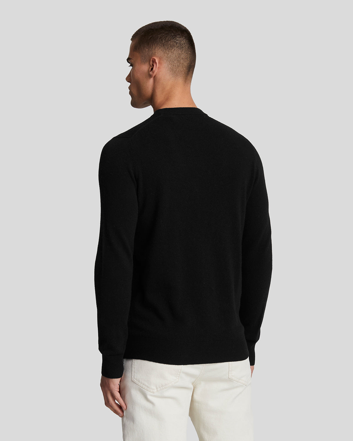 Lyle & Scott Lambswool Blend Crew Neck Jumper - W155 Jet Black Marl