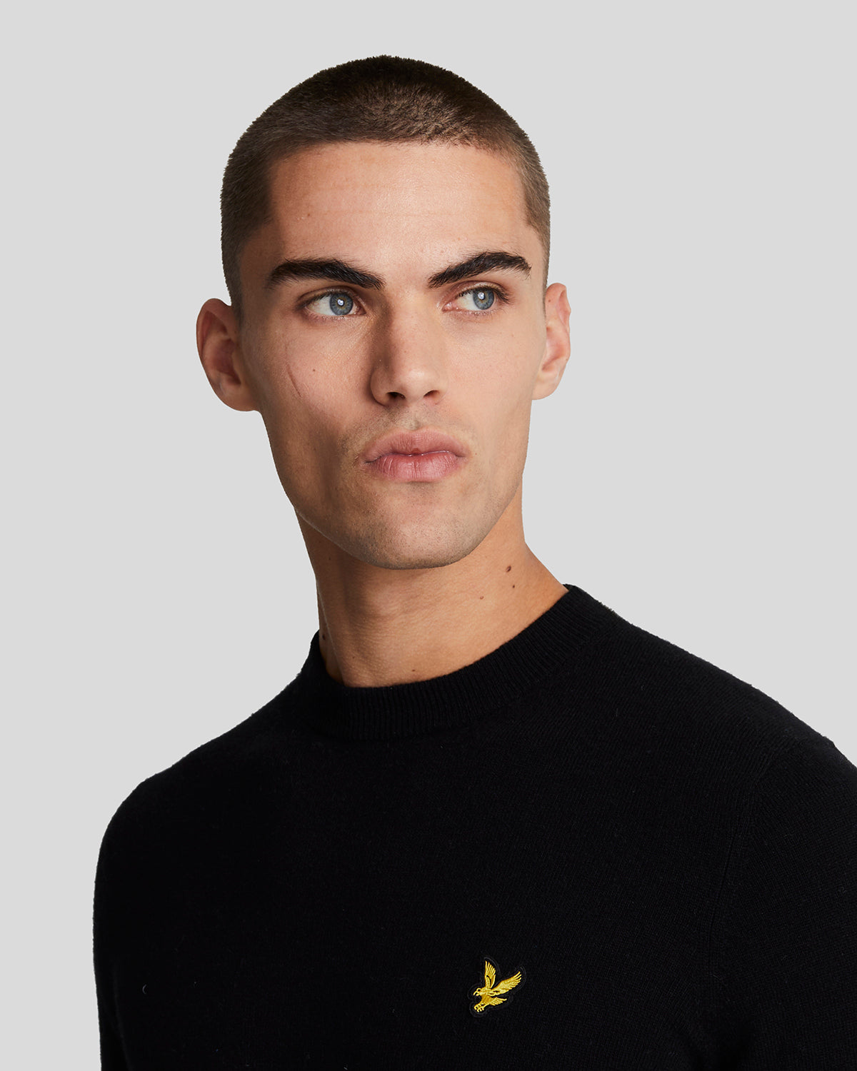Lyle & Scott Lambswool Blend Crew Neck Jumper - W155 Jet Black Marl