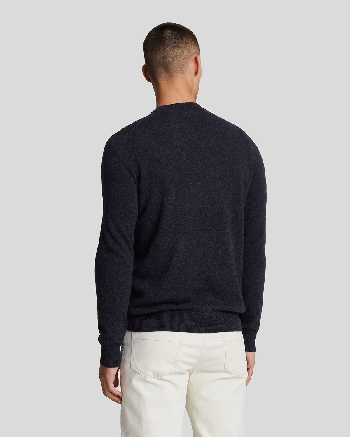 Lyle & Scott Lambswool Blend Crew Neck Jumper - Z56 Dark Navy Marl