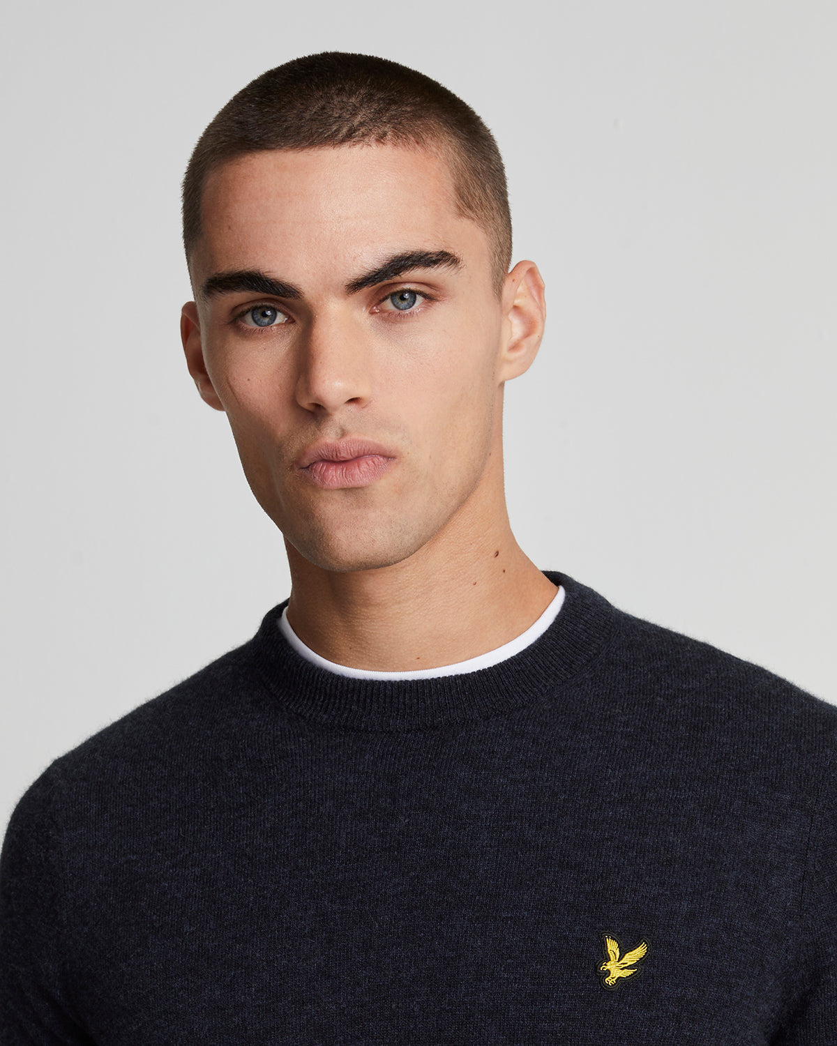 Lyle & Scott Lambswool Blend Crew Neck Jumper - Z56 Dark Navy Marl