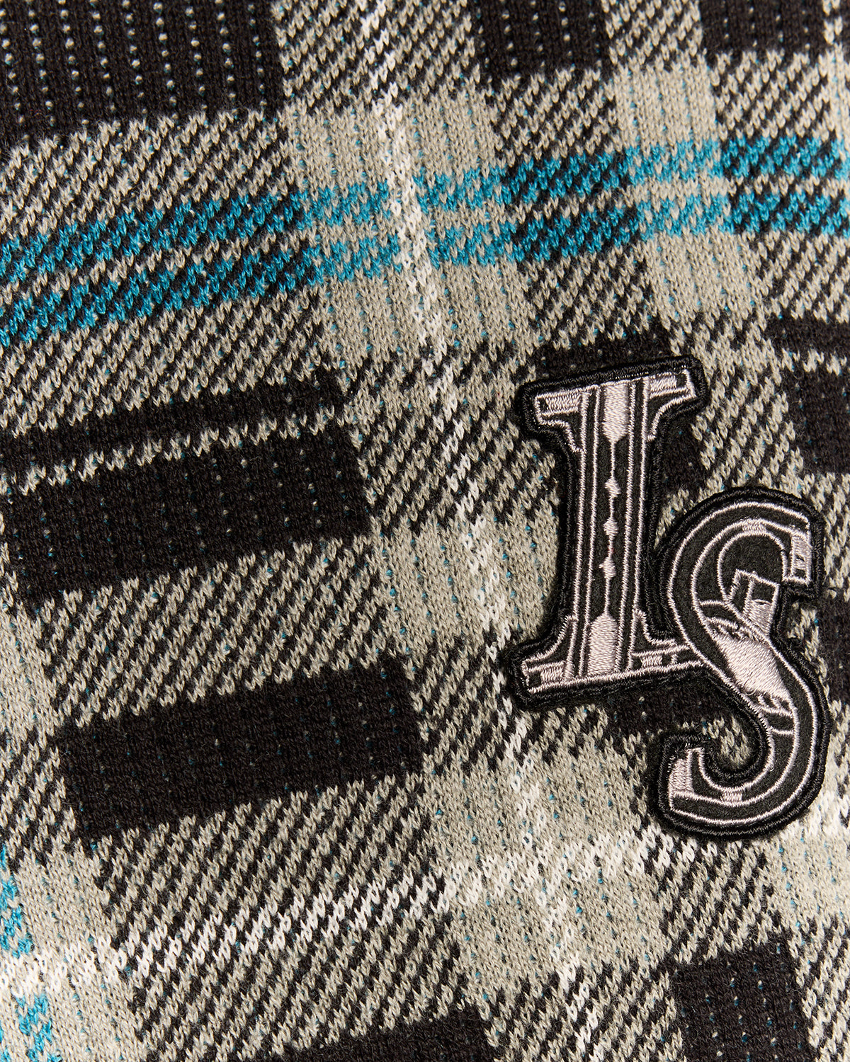 Lyle & Scott Ribbed Jacquard Tartan Crew Neck - X977 Jet Black/Mid Grey Marl