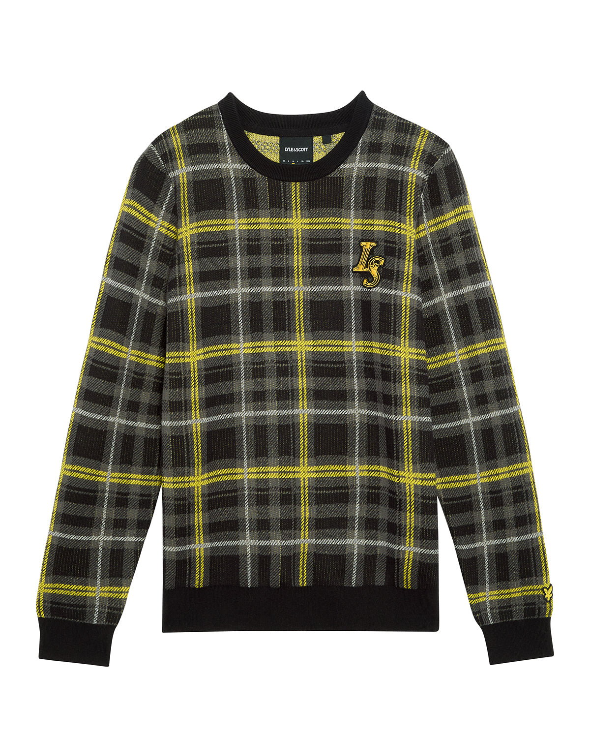 Lyle & Scott Ribbed Jacquard Tartan Crew Neck - Z865 Jet Black