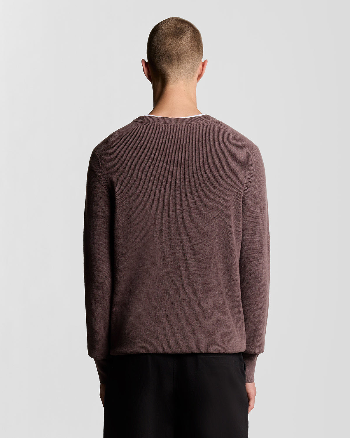 Lyle & Scott Engineered Rib Crew Neck - X863 Espresso