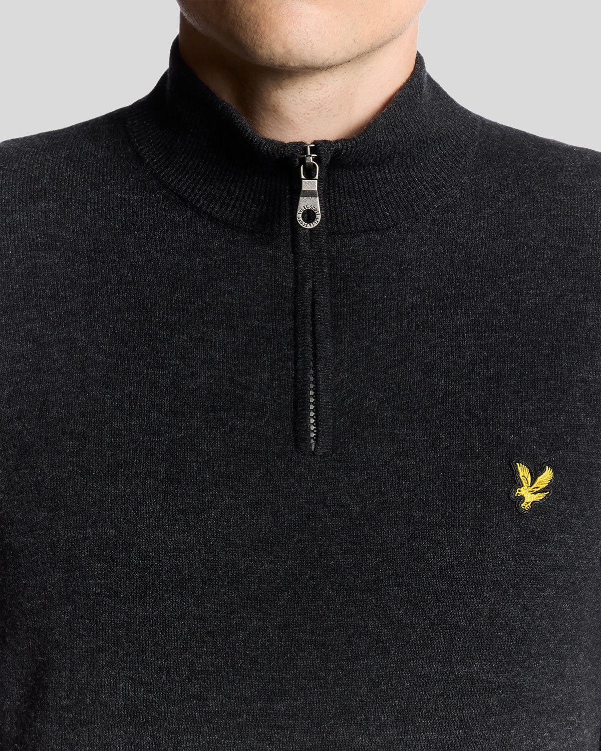 Lyle & Scott Lambswool Blend Quarter Zip Jumper - W155 Jet Black Marl