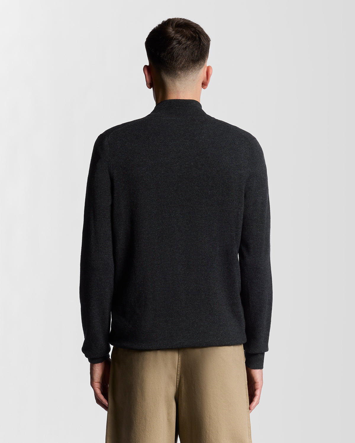 Lyle & Scott Lambswool Blend Quarter Zip Jumper - W155 Jet Black Marl