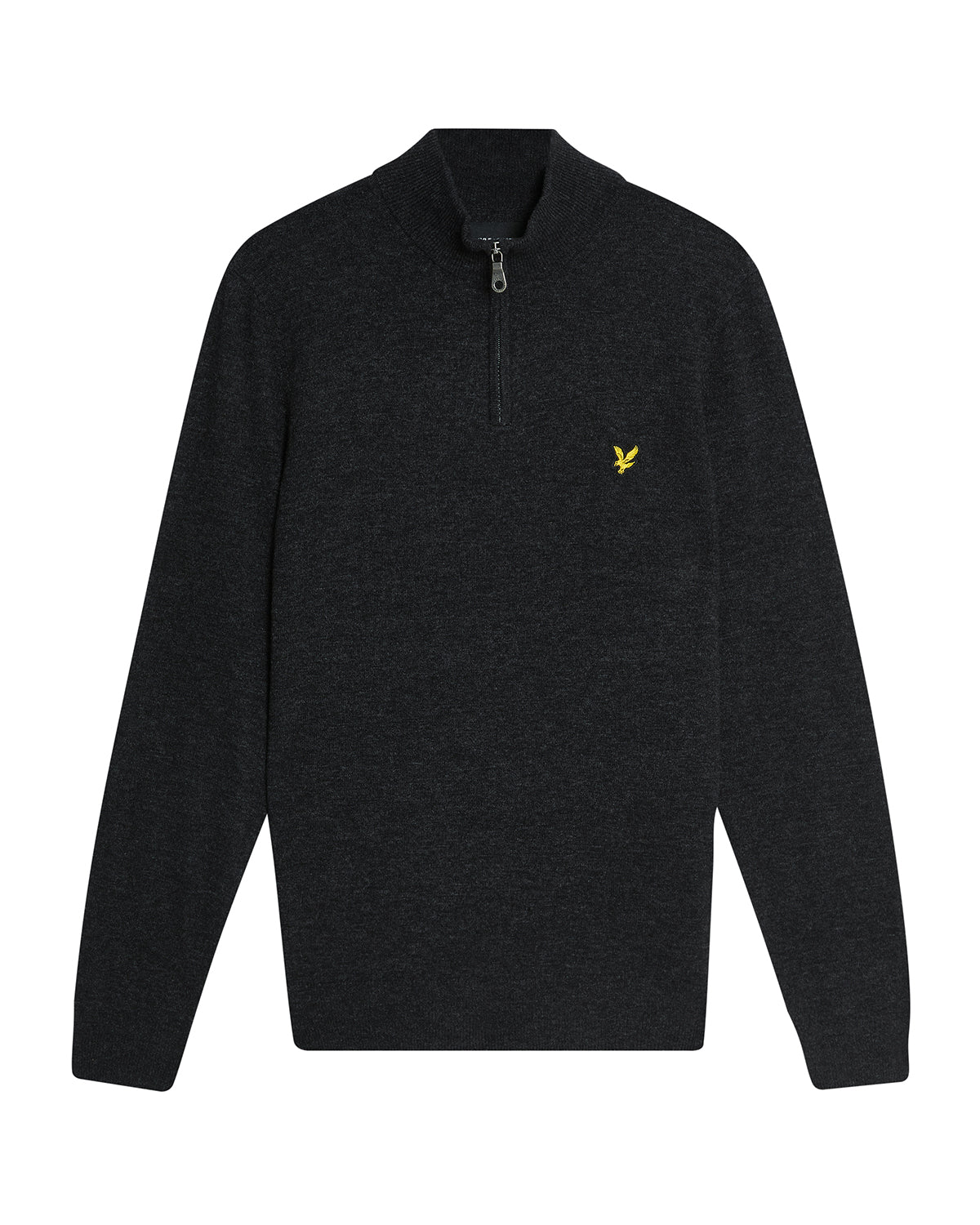 Lyle & Scott Lambswool Blend Quarter Zip Jumper - W155 Jet Black Marl