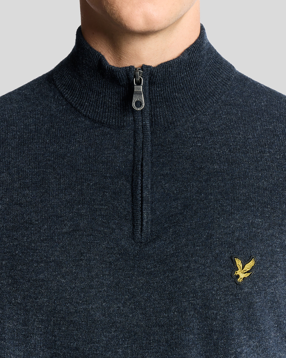 Lyle & Scott Lambswool Blend Quarter Zip Jumper - Z56 Dark Navy Marl