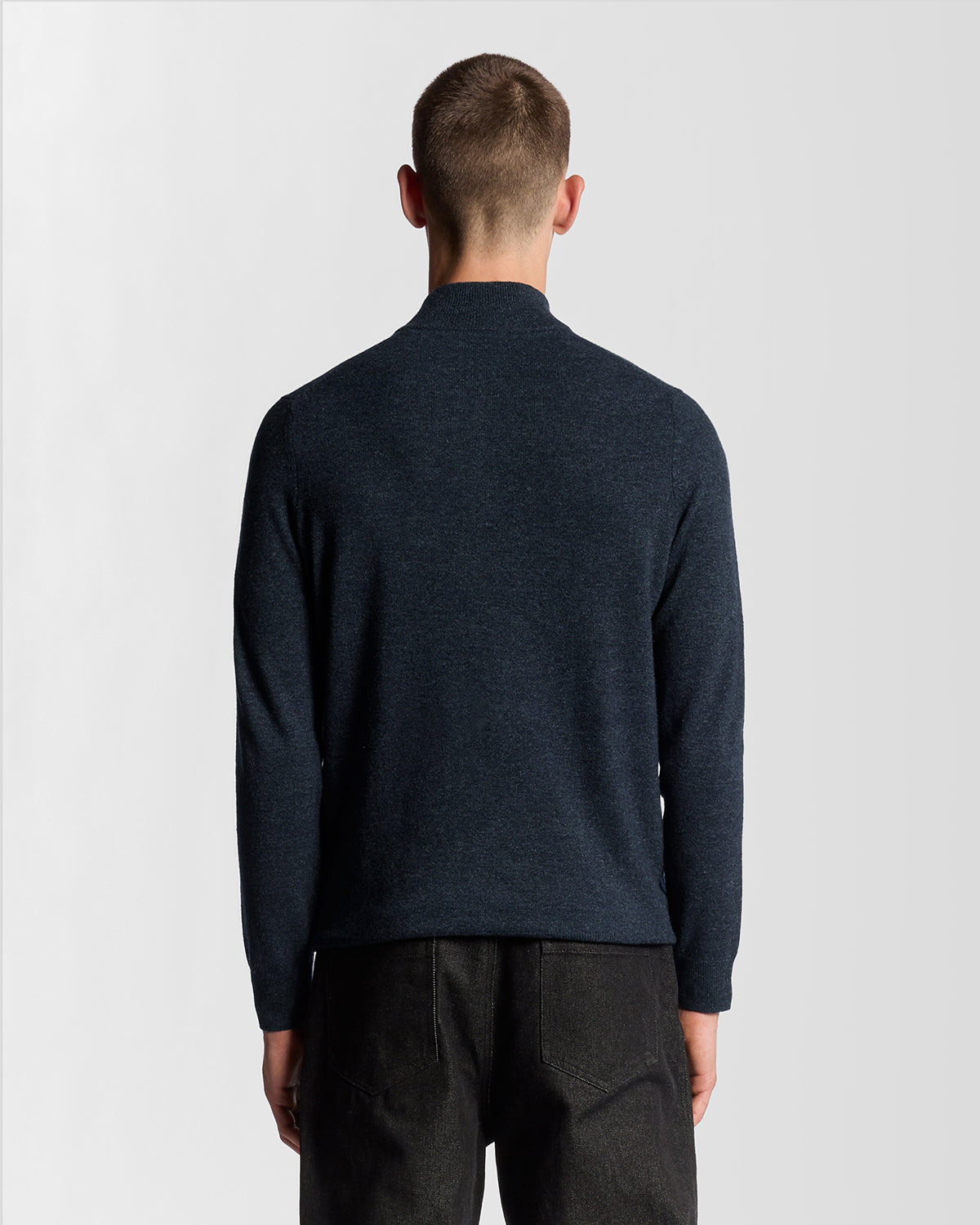 Lyle & Scott Lambswool Blend Quarter Zip Jumper - Z56 Dark Navy Marl