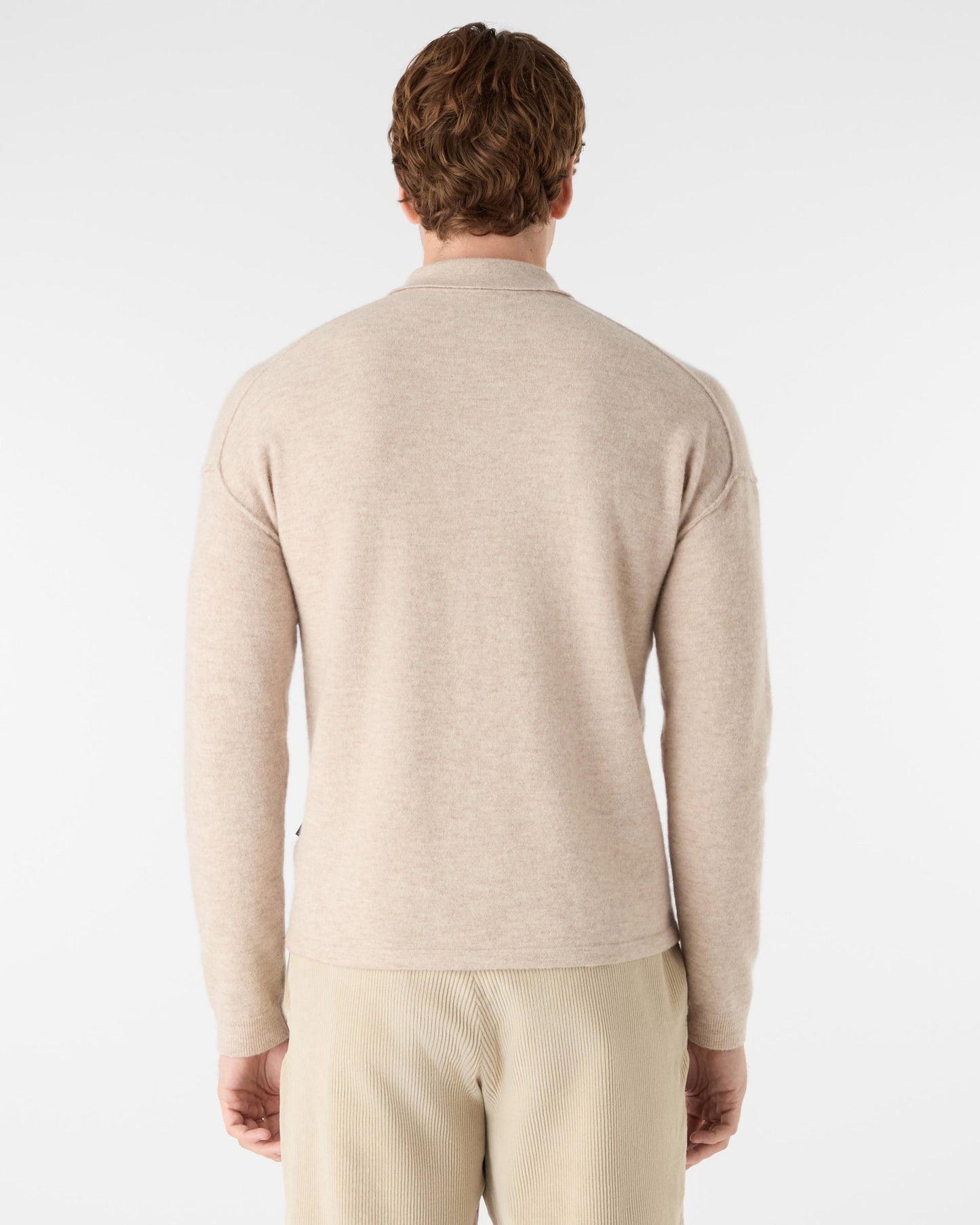 Oliver Sweeney Killala Mens Alpaca Wool Blend Quarter Zip Jumper - Biscotto