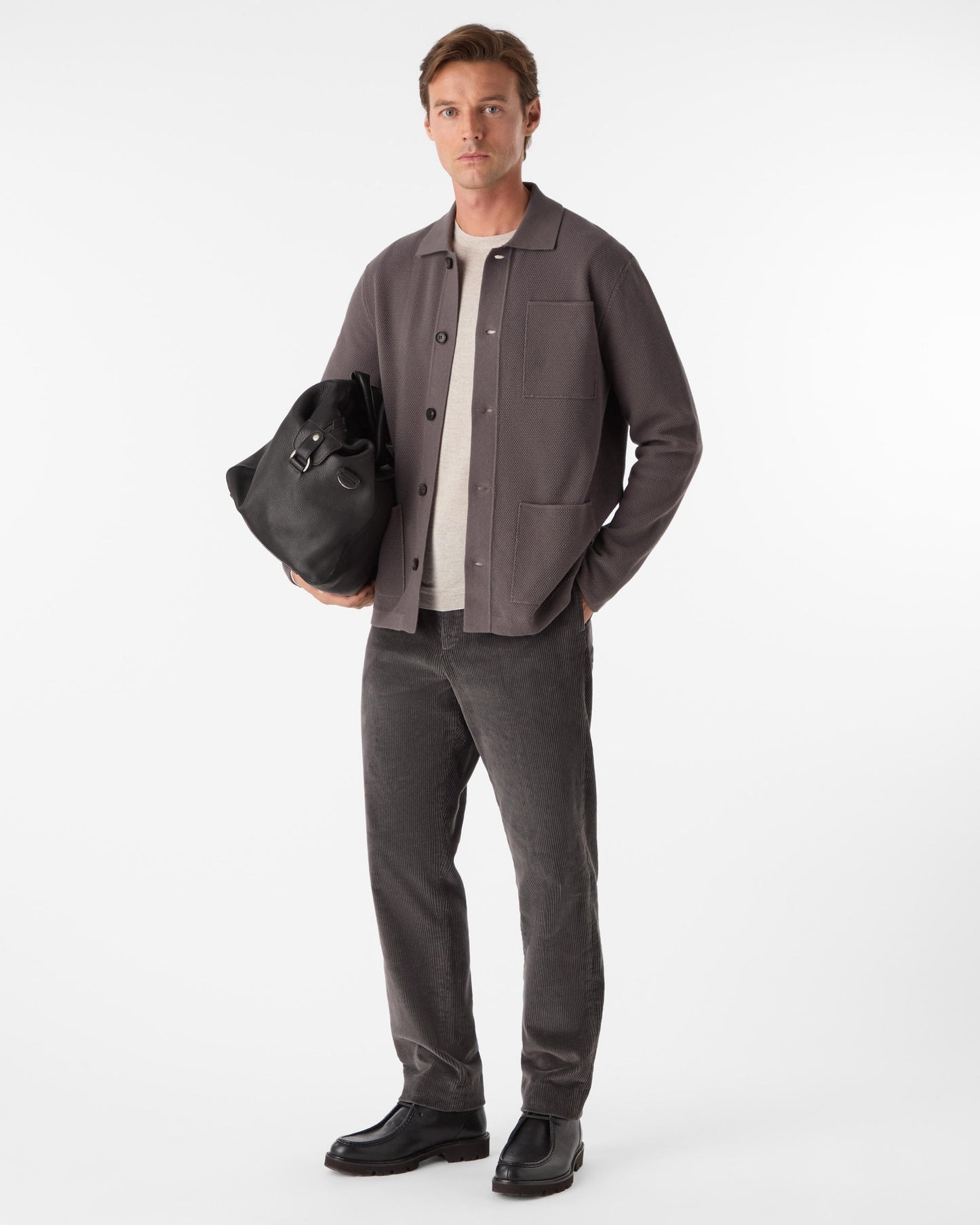 Oliver Sweeney Kingsbridge Mens Combed Cotton Overshirt - Mole
