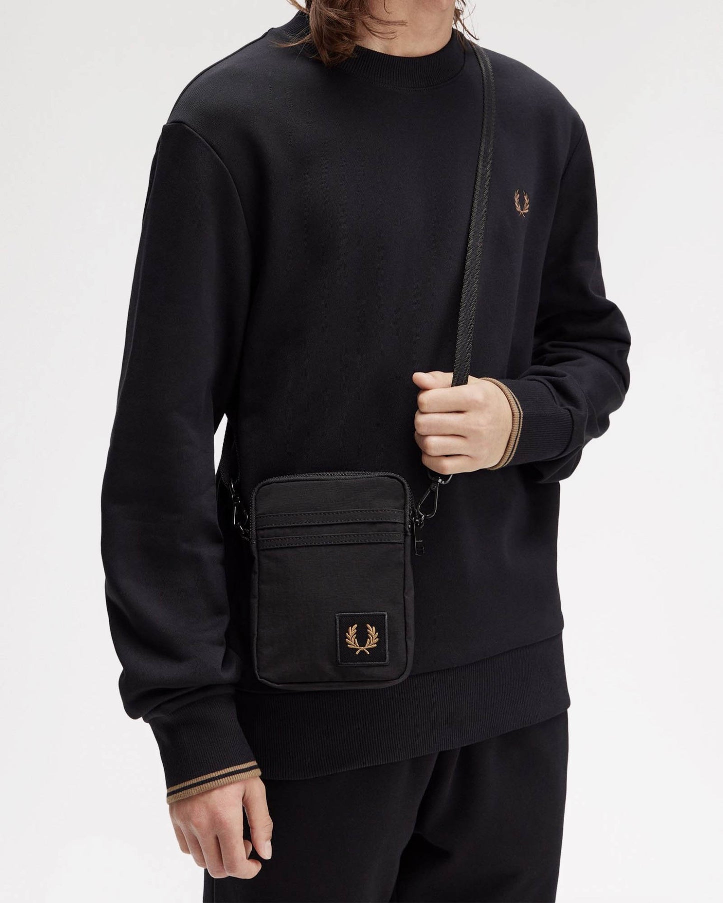 Fred Perry Nylon Badge Small Side Bag - Black 102