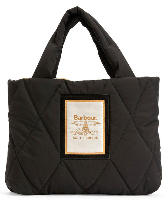 Barbour Mariah Womens Mini Quilted Tote Bag - Black/Ancient