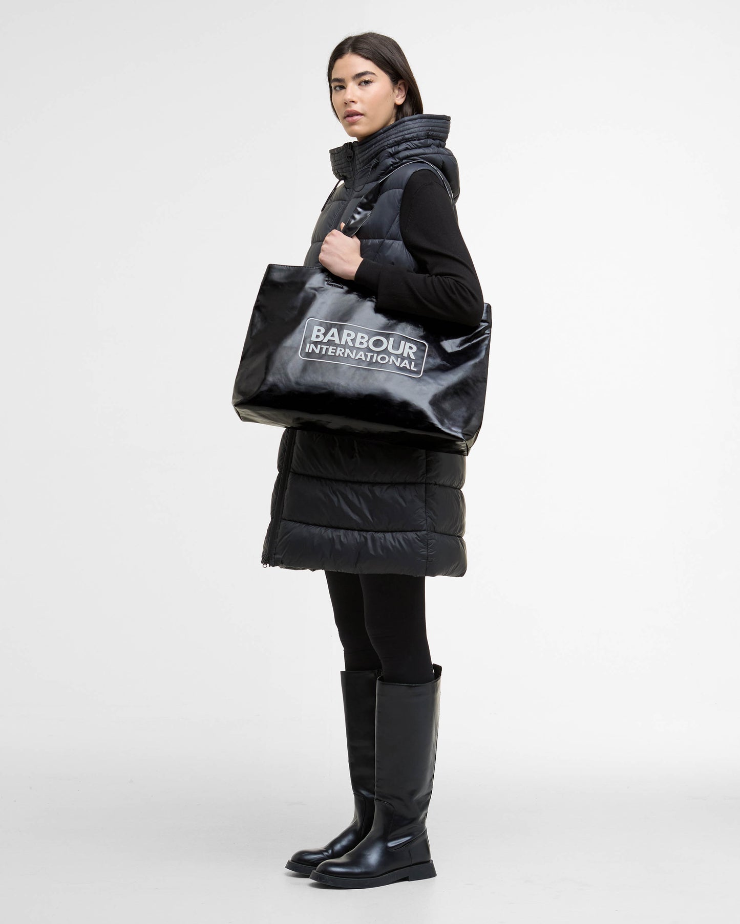 Barbour International Womens High Shine Tote Bag - Black